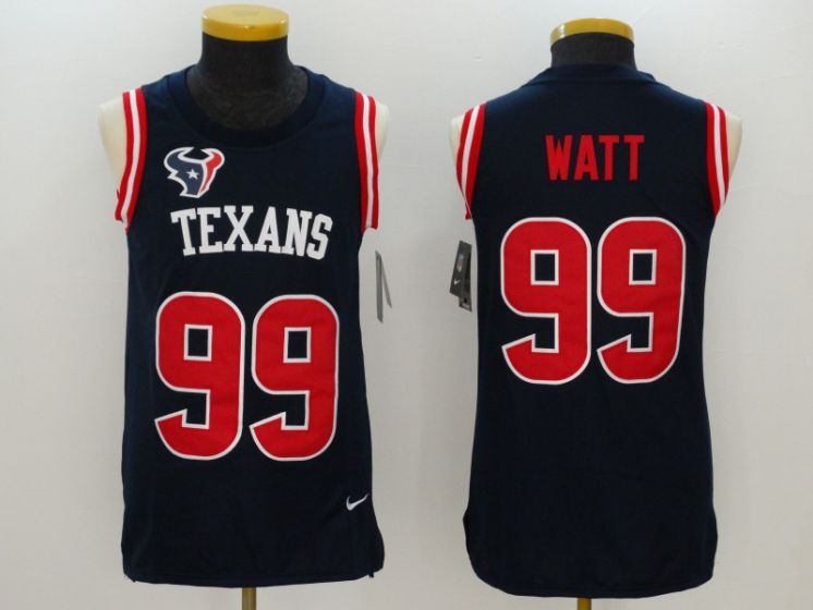 Men Houston Texans #99 J.J. Watt Blue Rush Player Name Number Tank Top stitched NFL Jerseys->san francisco 49ers->NFL Jersey
